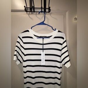 Vici x Madison  Le Croy White and Black Striped Maxi Dress